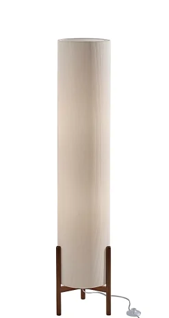 Adesso Sonora Floor Lantern, Walnut with Off-White Fabric Shade