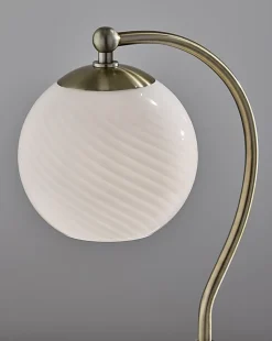 Adesso Swirl Desk Lamp, Antique Brass with White Swirl Glosted Shade
