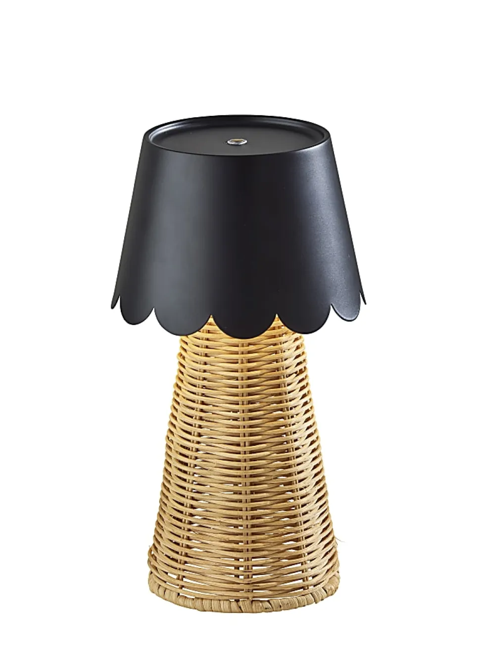 Adesso Tory LED Cordless Table Lamp, Black/Rattan with Black Metal Shade