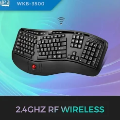 Adesso Tru-Form 3500 2.4GHz Wireless Ergonomic Trackball Keyboard