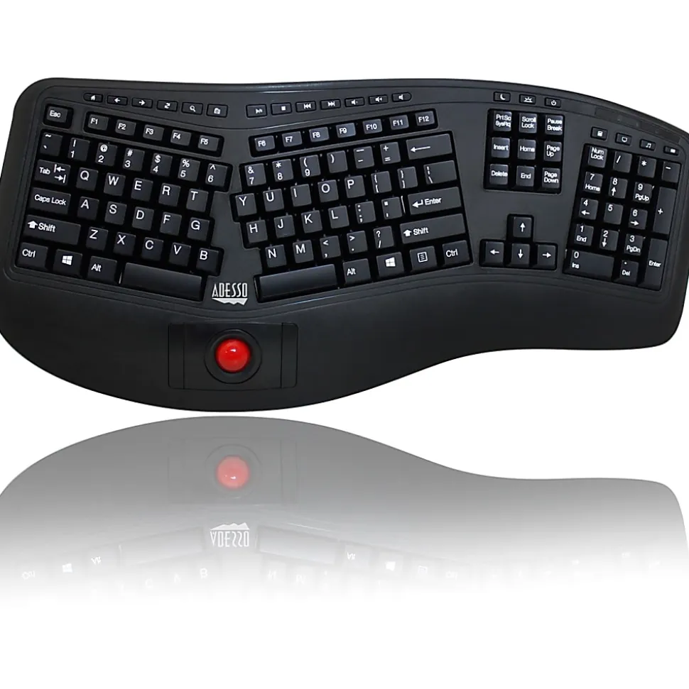 Adesso Tru-Form 3500 2.4GHz Wireless Ergonomic Trackball Keyboard