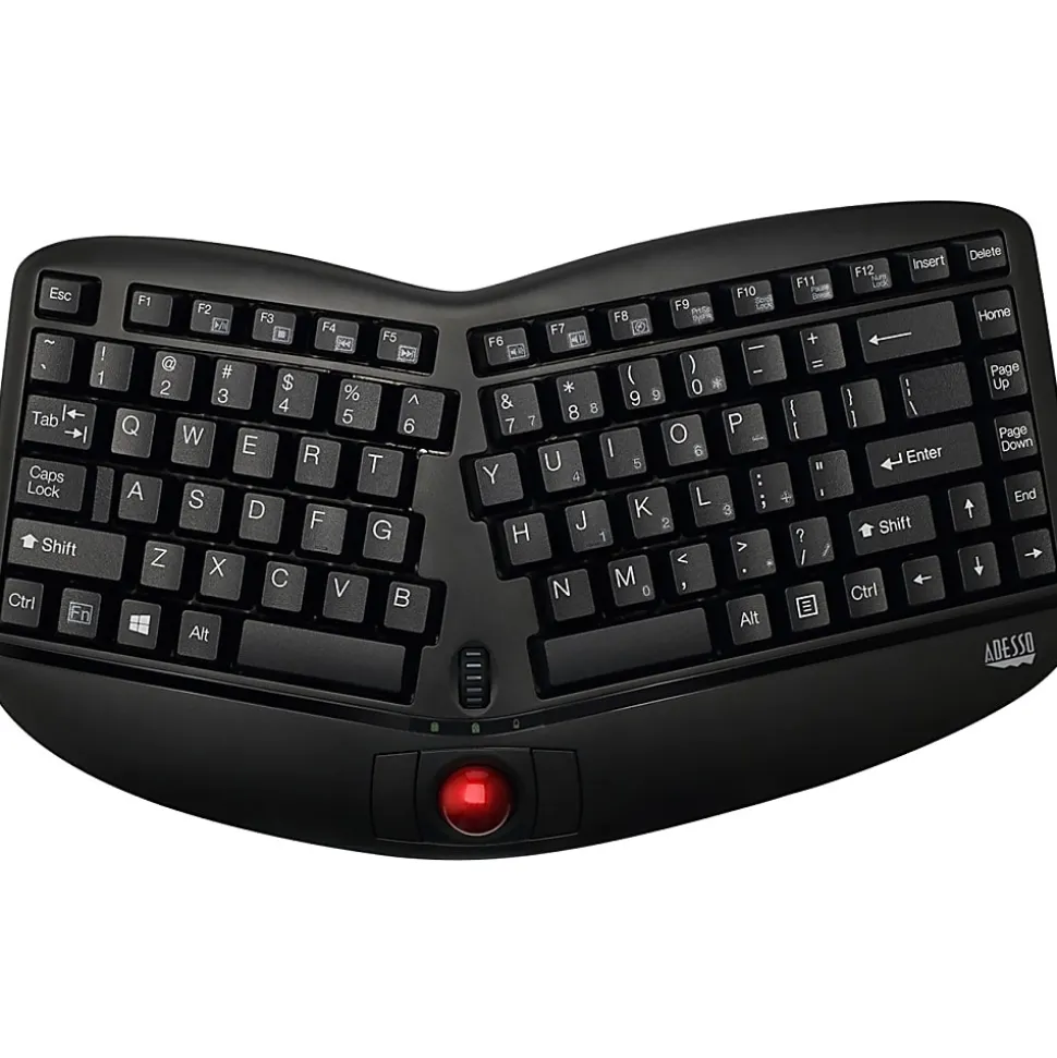 Adesso Tru-Form Media 3150 2.4 GHz Wireless Ergo Trackball Keyboard