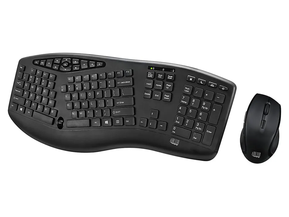 Adesso TruForm Media 1600 Wireless Ergonomic Keyboard and Optical Mouse Combo