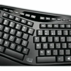 Adesso Tru-Form Media 1500 Wireless Ergonomic Keyboard & Laser Mouse, Black