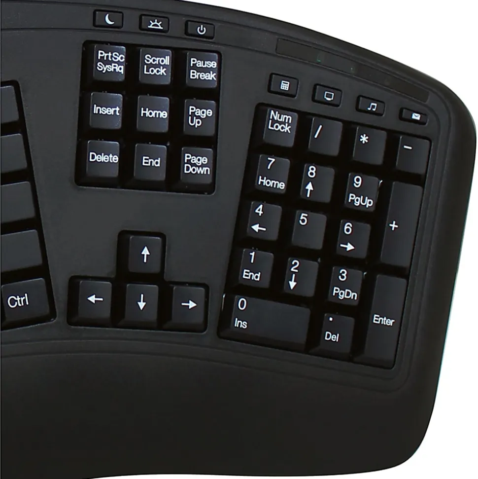 Adesso Tru-Form Media 1500 Wireless Ergonomic Keyboard & Laser Mouse, Black