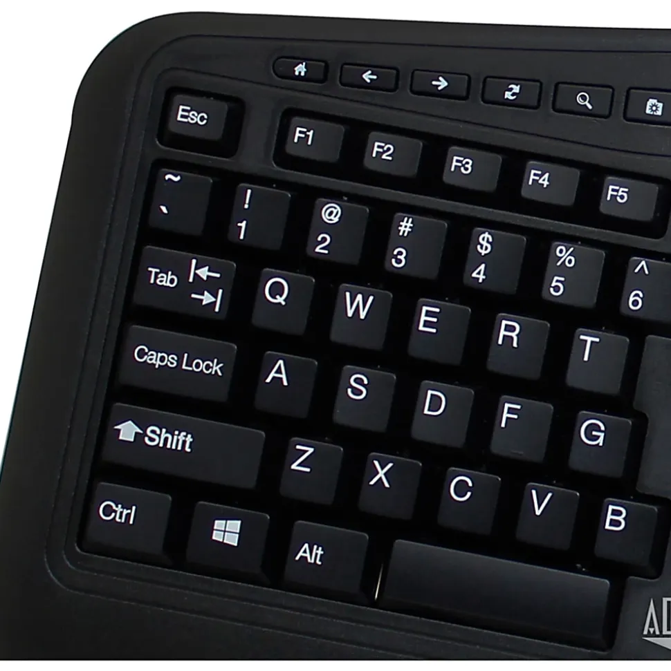 Adesso Tru-Form Media 1500 Wireless Ergonomic Keyboard & Laser Mouse, Black
