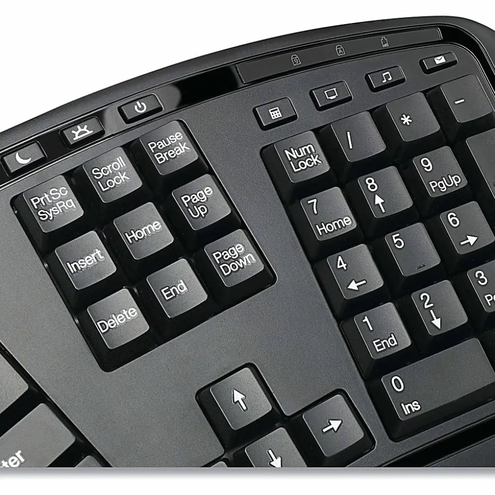 Adesso Tru-Form Media 1500 Wireless Ergonomic Keyboard & Laser Mouse, Black