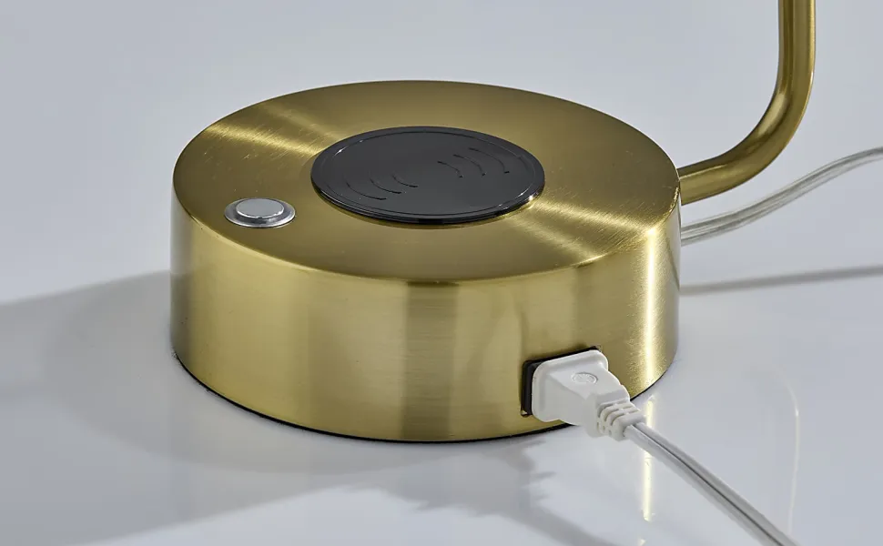 Adesso Viper Supercharger 15"H LED Desk Lamp, Antique Brass