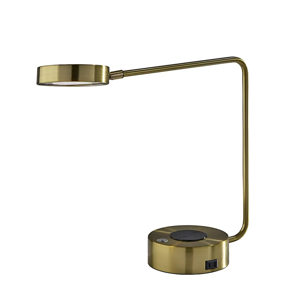 Adesso Viper Supercharger 15"H LED Desk Lamp, Antique Brass