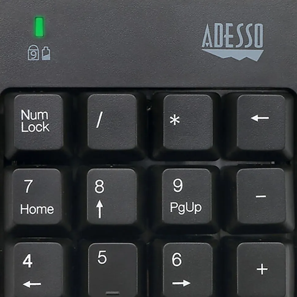 Adesso Wireless Spill Resistant 18-Key Numeric Keypad - Wireless Connectivity - RF - 30 ft - 2.40 GHz - WKB6010UB