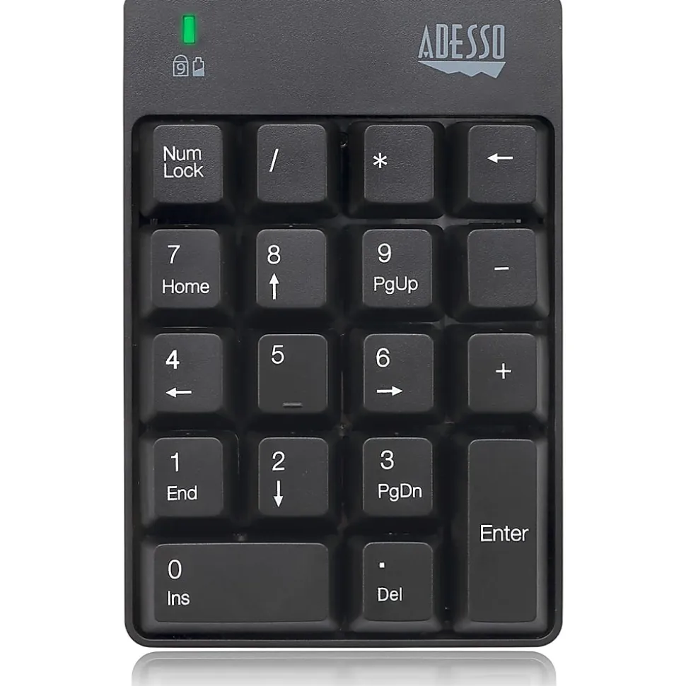Adesso Wireless Spill Resistant 18-Key Numeric Keypad - Wireless Connectivity - RF - 30 ft - 2.40 GHz - WKB6010UB