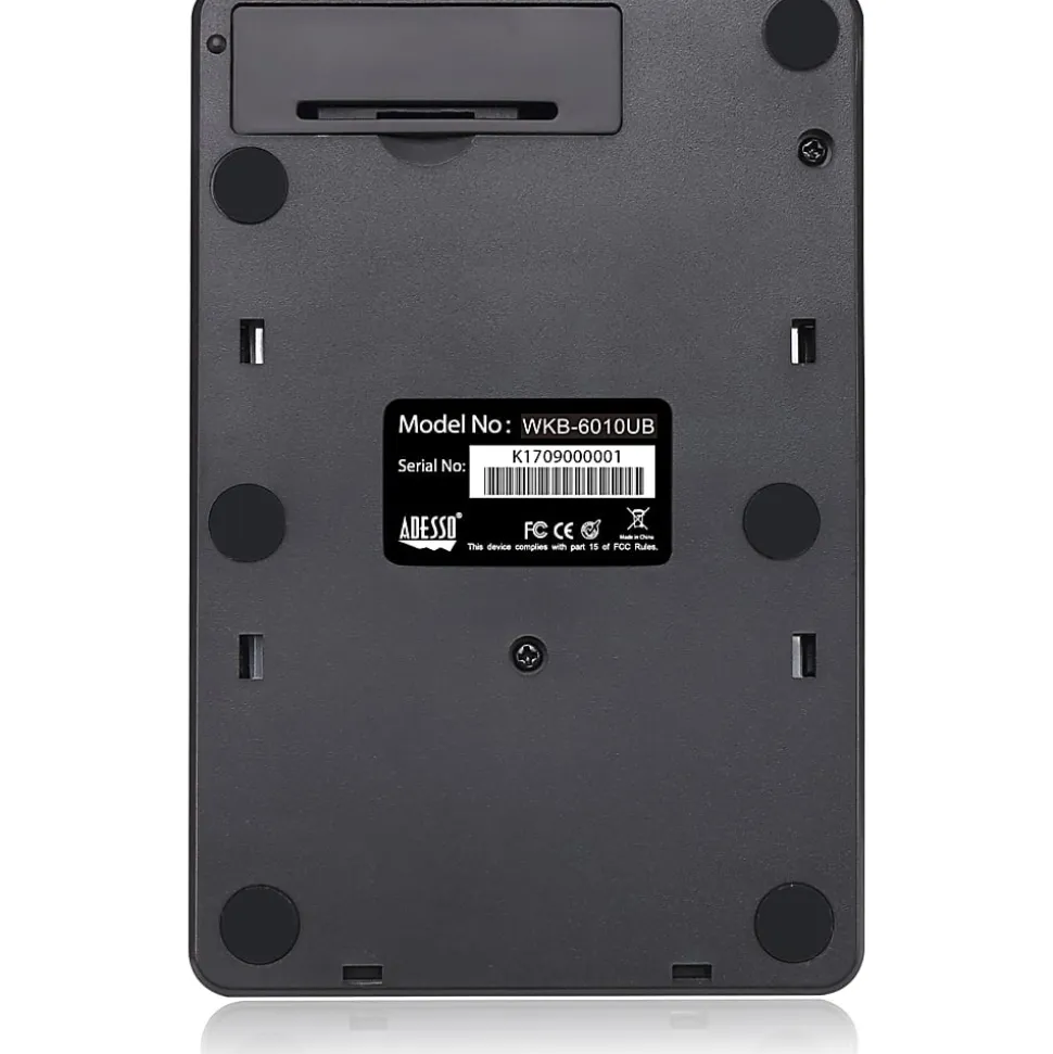 Adesso Wireless Spill Resistant 18-Key Numeric Keypad - Wireless Connectivity - RF - 30 ft - 2.40 GHz - WKB6010UB