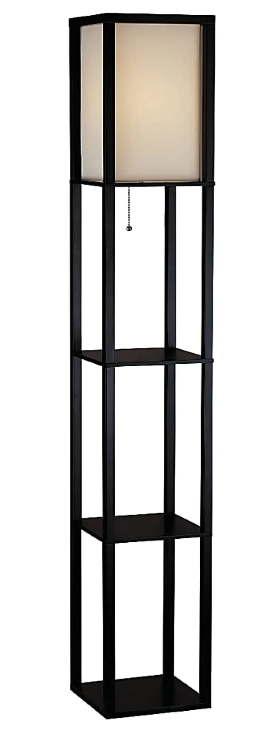 Adesso® Wright Shelf Floor Lamp, 63", Black/Natural