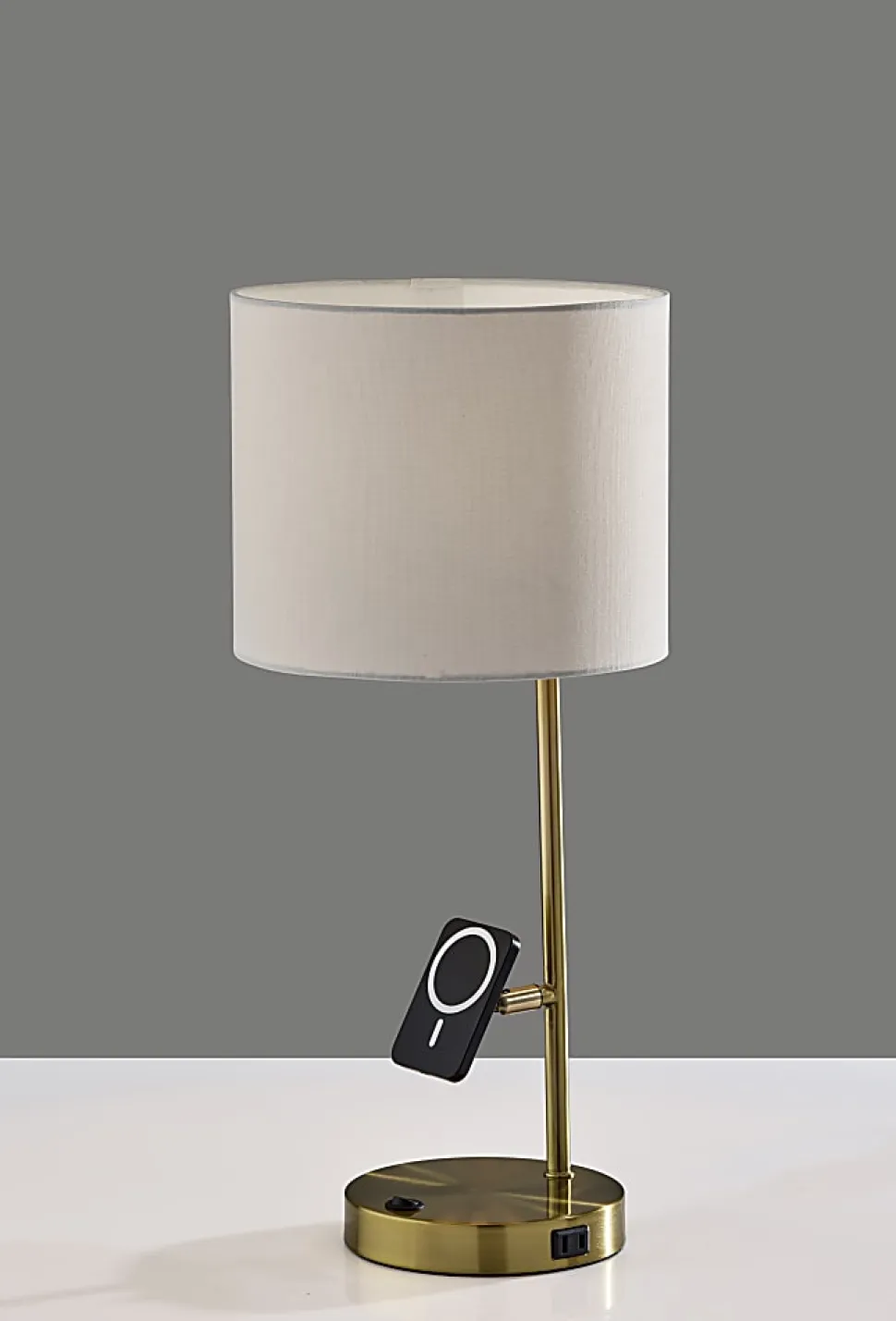 Adesso Wyatt Supercharger 22"H Desk Lamp, Off-White/Antique Brass