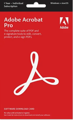 Adobe Acrobat Pro, 12 Month Subscription, Windows®/Mac, Product Key