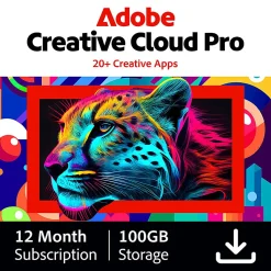 Adobe Creative Cloud Pro, 20+ creative apps plus 100GB Storage , 12-Month Subscription, PC/Mac, ESD