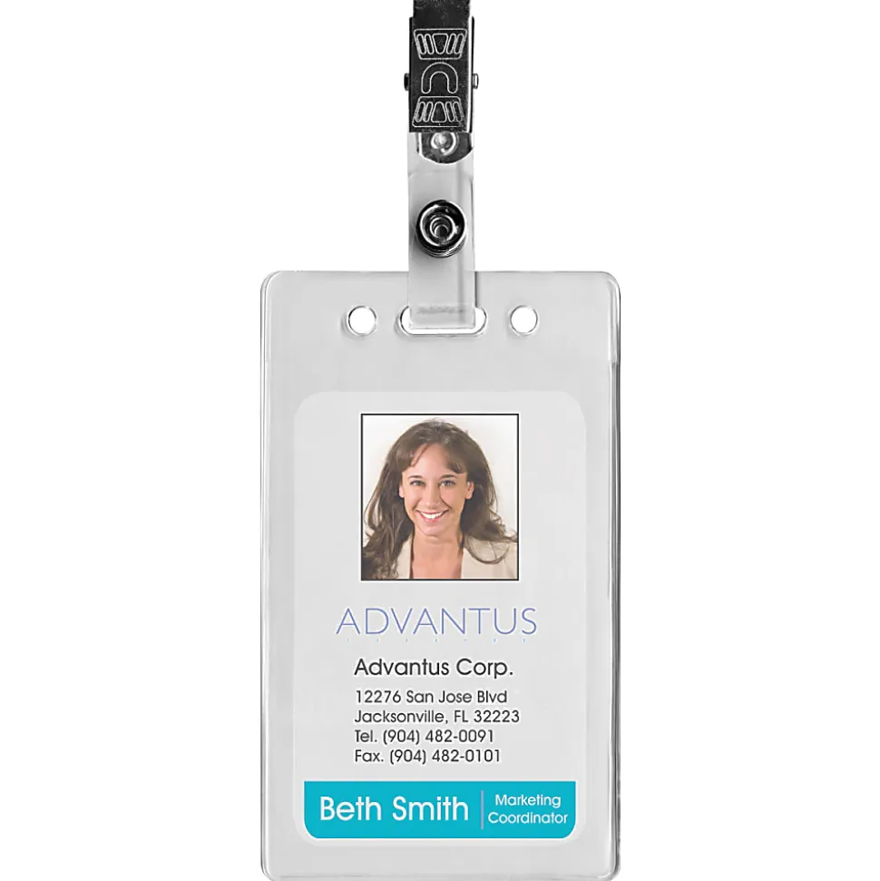 Advantus Badge Strap with Clip, Box of 100