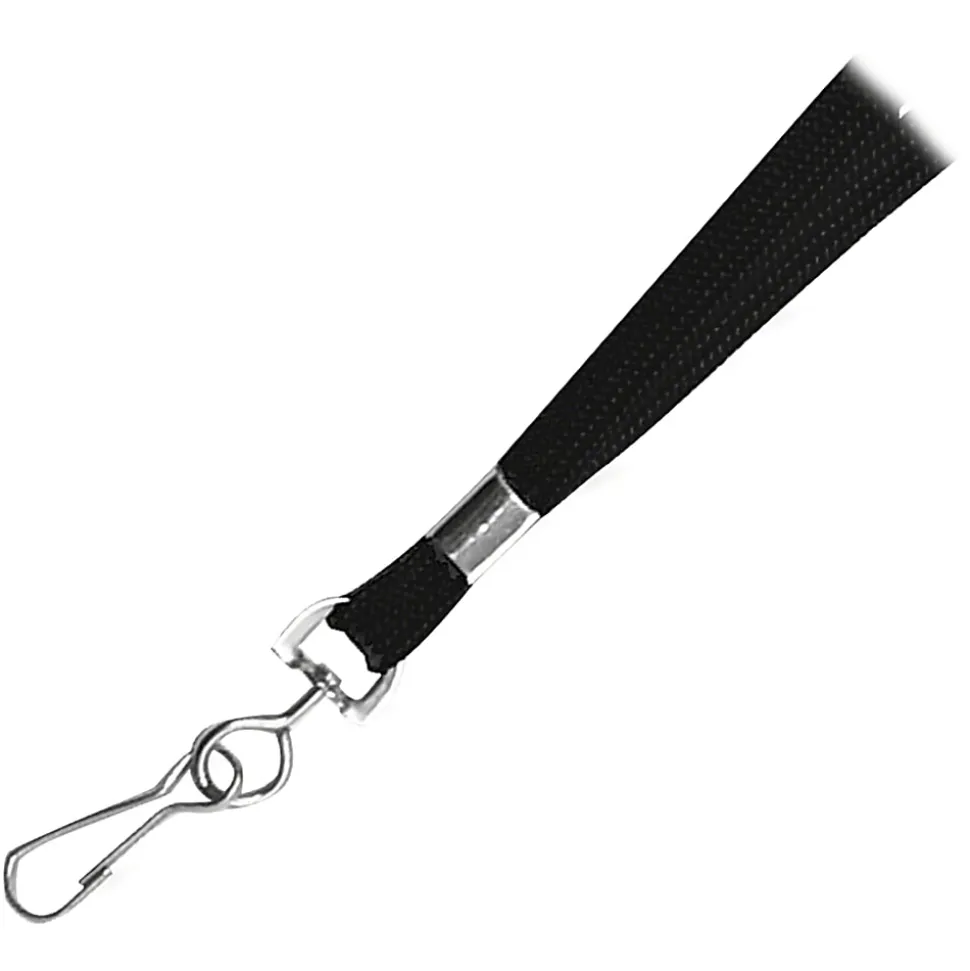Advantus Deluxe Lanyard with J-Hook, Black, Box of 24