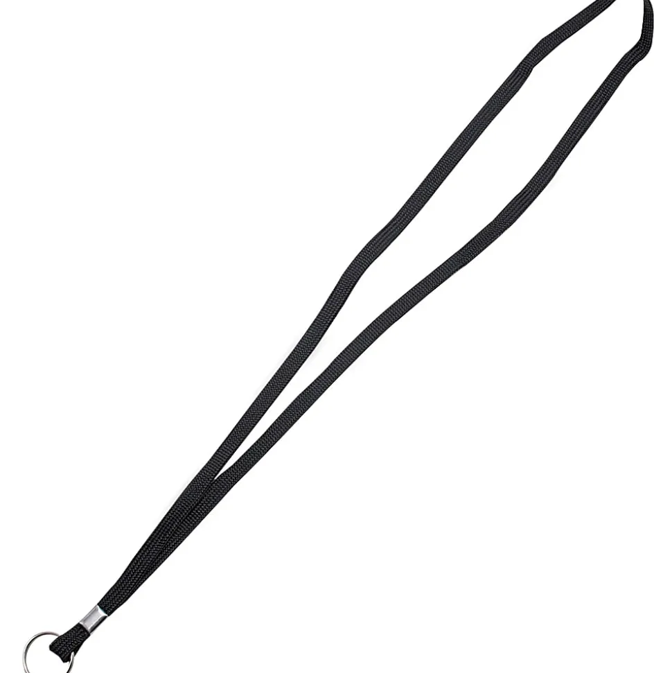 Advantus 36" Deluxe Lanyard With Key Ring, 36" Length, Black, Pack Of 23