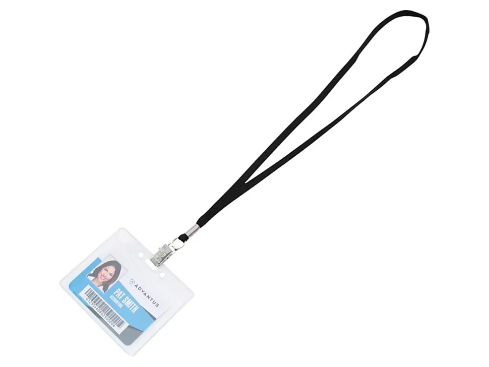 Advantus Flat Clip Lanyard - 36" Length - Black - Woven, Metal - 100 / Box