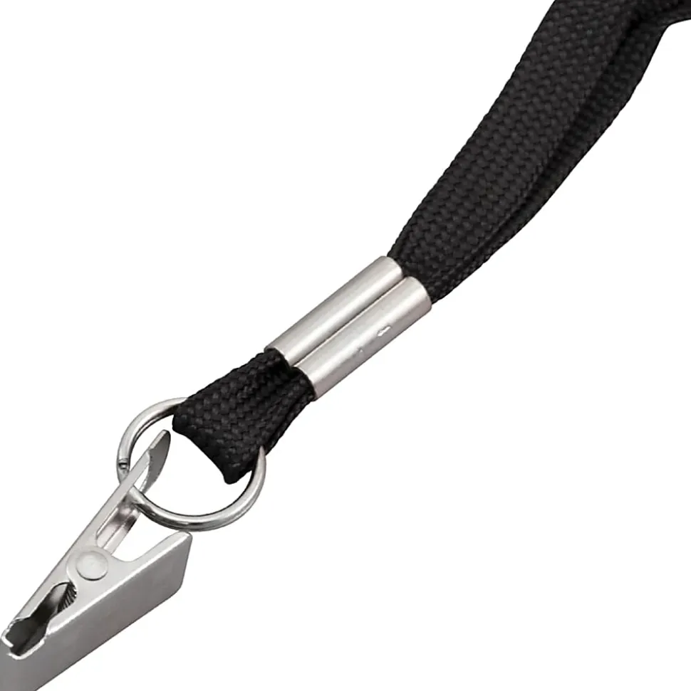 Advantus Flat Clip Lanyard - 36" Length - Black - Woven, Metal - 100 / Box