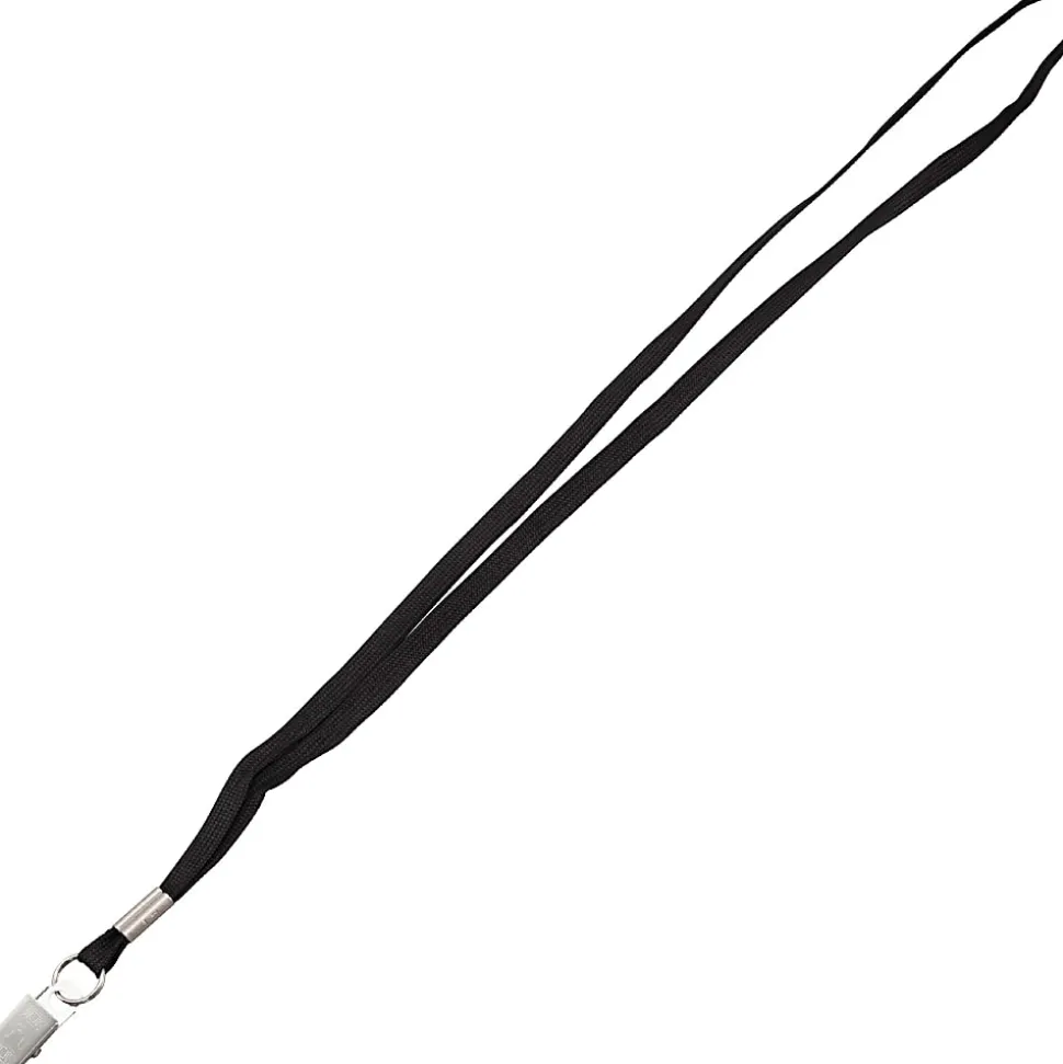 Advantus Flat Clip Lanyard - 36" Length - Black - Woven, Metal - 100 / Box