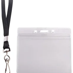 Advantus ID Holder/Lanyard Combo, Horizontal, Black/Clear, Pack of 20