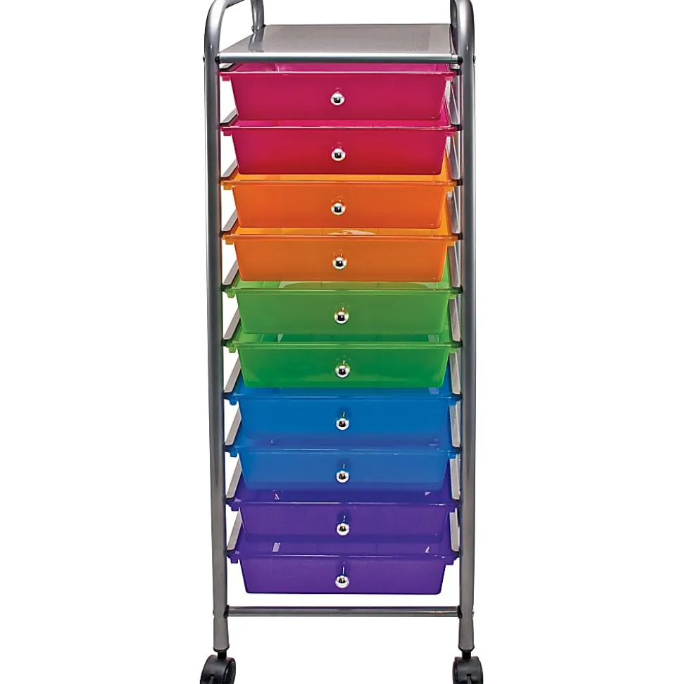 Advantus Office Depot Brand 10 Drawer Organizer With Casters, 37 1/2"H x 15 1/2"W x 13"D, Multicolor