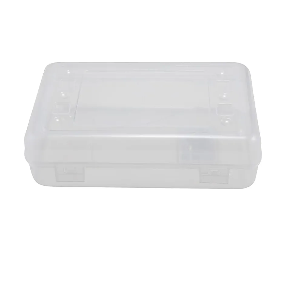 Advantus Pencil Boxes, 2-1/2”H x 8-1/2”W x 5-1/4”D, Clear, Pack Of 6 Pencil Boxes