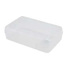 Advantus Pencil Boxes, 2-1/2”H x 8-1/2”W x 5-1/4”D, Clear, Pack Of 6 Pencil Boxes