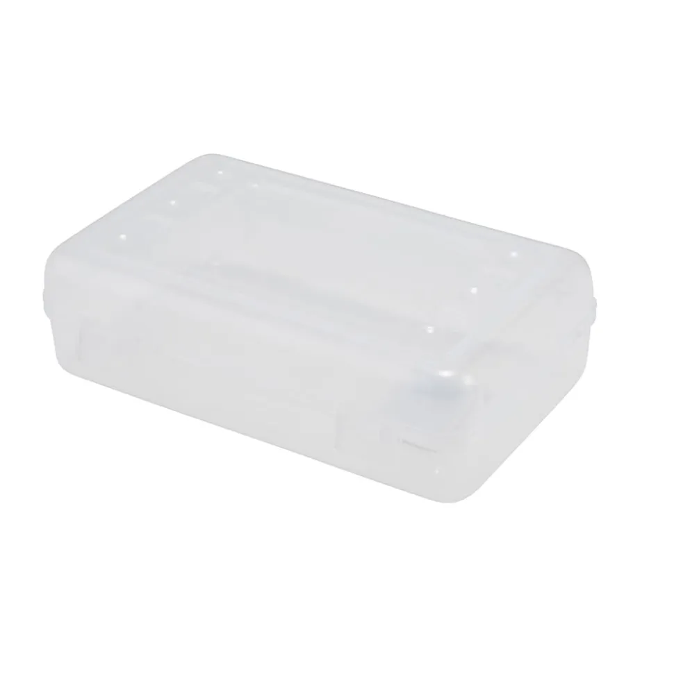 Advantus Pencil Boxes, 2-1/2”H x 8-1/2”W x 5-1/4”D, Clear, Pack Of 6 Pencil Boxes