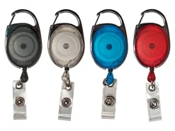 Advantus® Retractable Carabiner-Style Badge Reel with Badge Strap, Assorted Colors, 20/PK