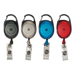 Advantus® Retractable Carabiner-Style Badge Reel with Badge Strap, Assorted Colors, 20/PK
