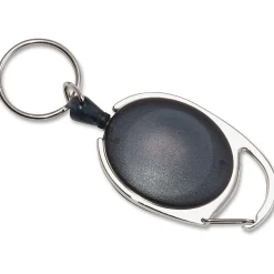 Advantus Retractable Carabiner Reel With Key Rings, Smoke, Pack Of 6