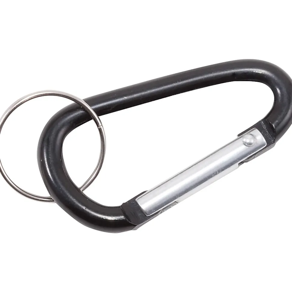 Advantus Split Key Ring Carabiner Key Ring, Black, Pack Of 10