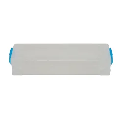 Advantus Super Stacker Pencil Box. Clear box with snap tight handles