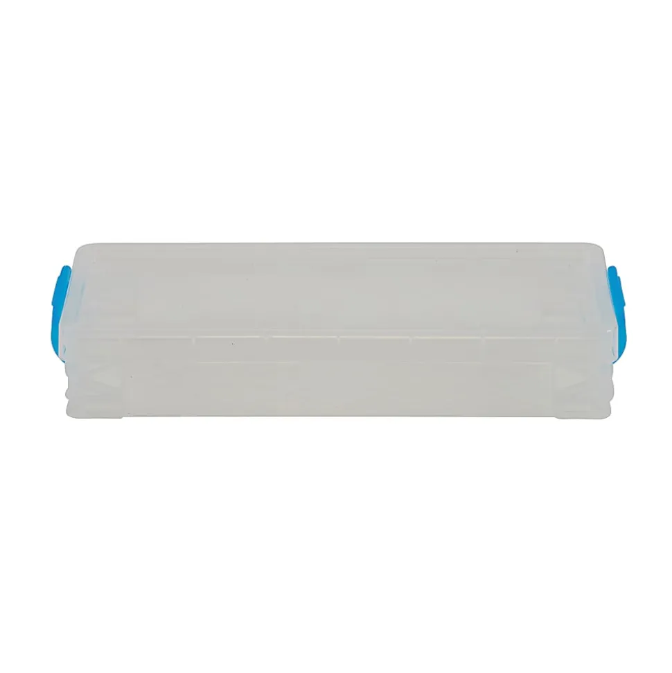 Advantus Super Stacker Pencil Box. Clear box with snap tight handles