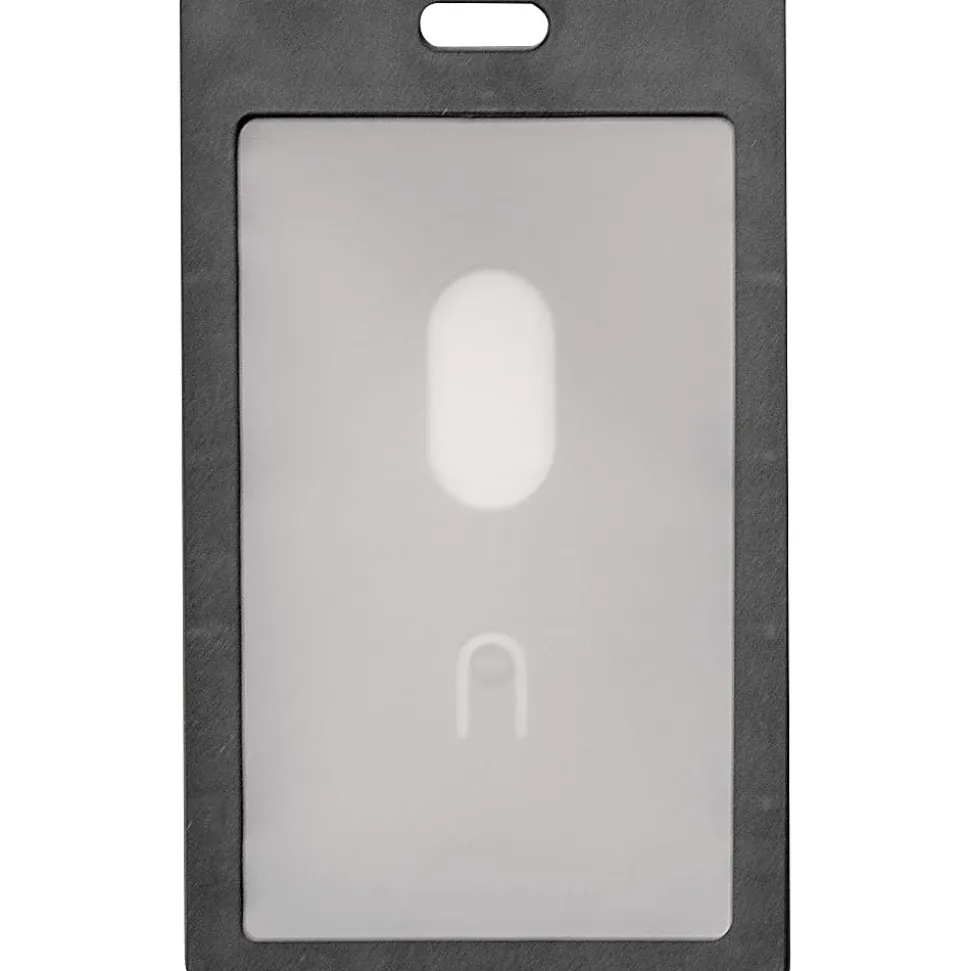 Advantus Vertical Rigid ID Badge Holder - Support 2" x 3.25" Media - Vertical - Plastic - Black - 6 / Pack
