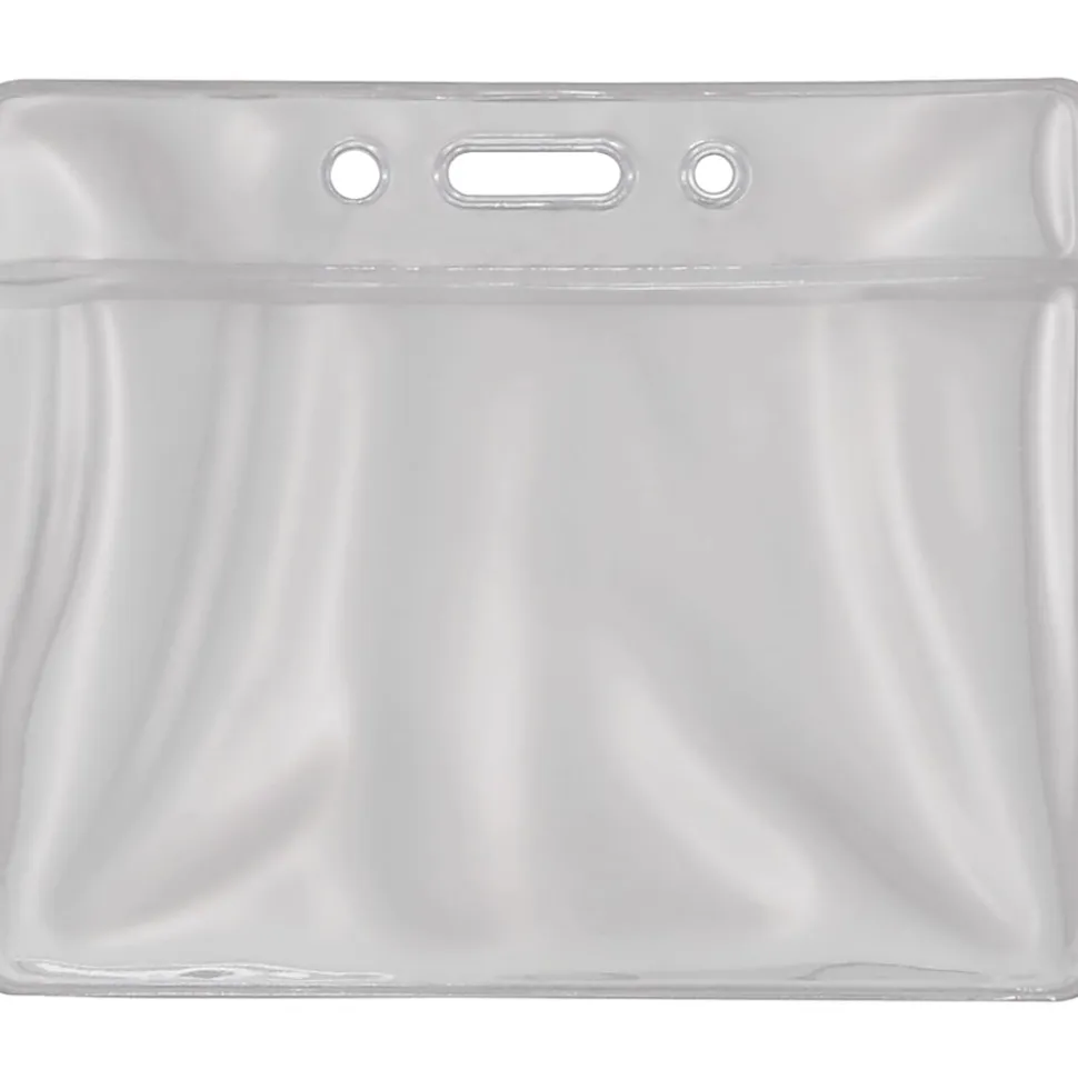 Advantus Vinyl ID Badge Holders - Support 3.50" x 2.50" Media - Horizontal - Vinyl - Clear - Durable - 50 / Pack