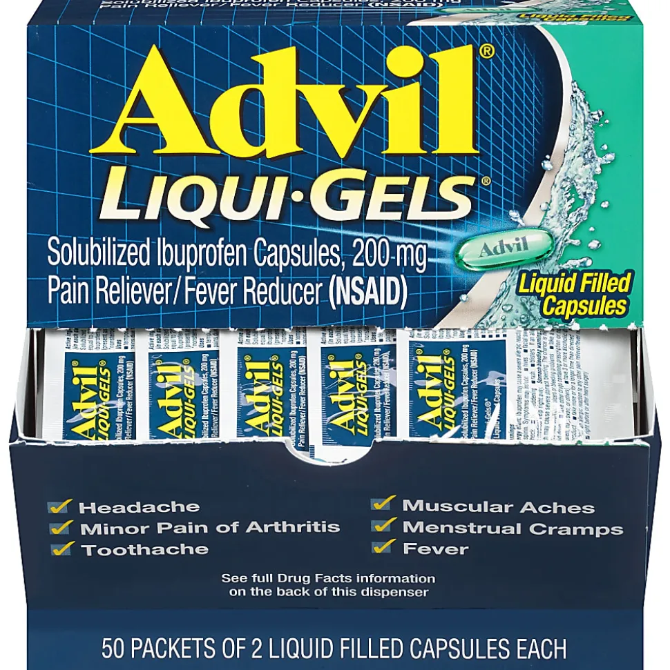 Advil Liqui-Gels - For Pain, Headache, Backache, Menstrual Cramp, Joint Pain, Fever - 50/Box - 1 Each