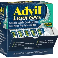 Advil Liqui-Gels Pain Reliever Refill, 2 Tablets Per Packet, Box Of 50 Packets