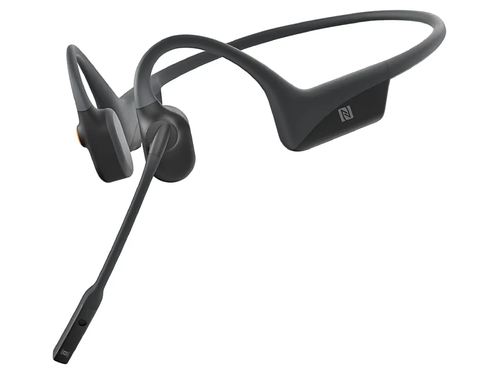 AfterShokz OpenComm - Headset - open ear - behind-the-neck mount - Bluetooth - wireless - NFC - slate gray