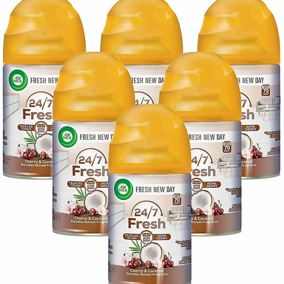 Air Wick Freshmatic Life Scents Refill - Spray - 5.9 fl oz (0.2 quart) - Paradise Retreat - 60 Day - Wall Mountable, Long Lasting - 6 / Carton