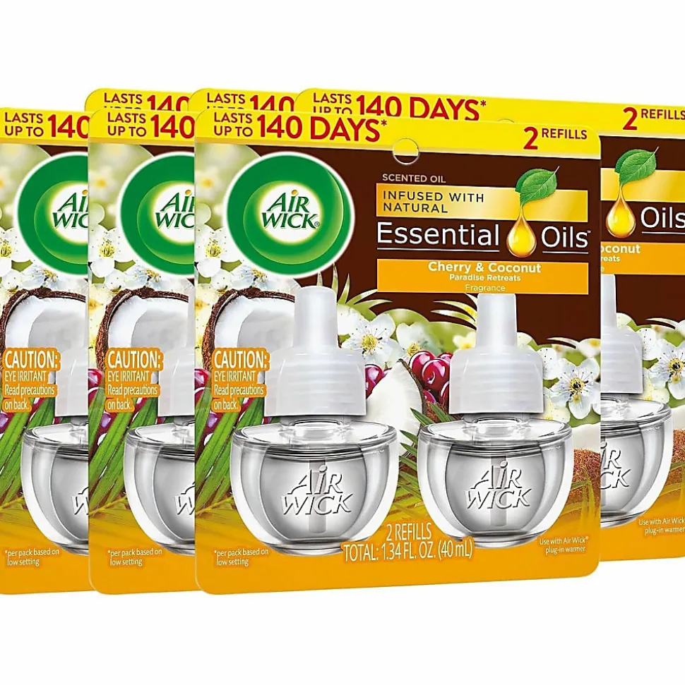 Air Wick Life Scents Scented Oil Warmer Refills, 0.67 Oz, Paradise Retreat, 2 Refills Per Pack, Carton Of 6 Packs