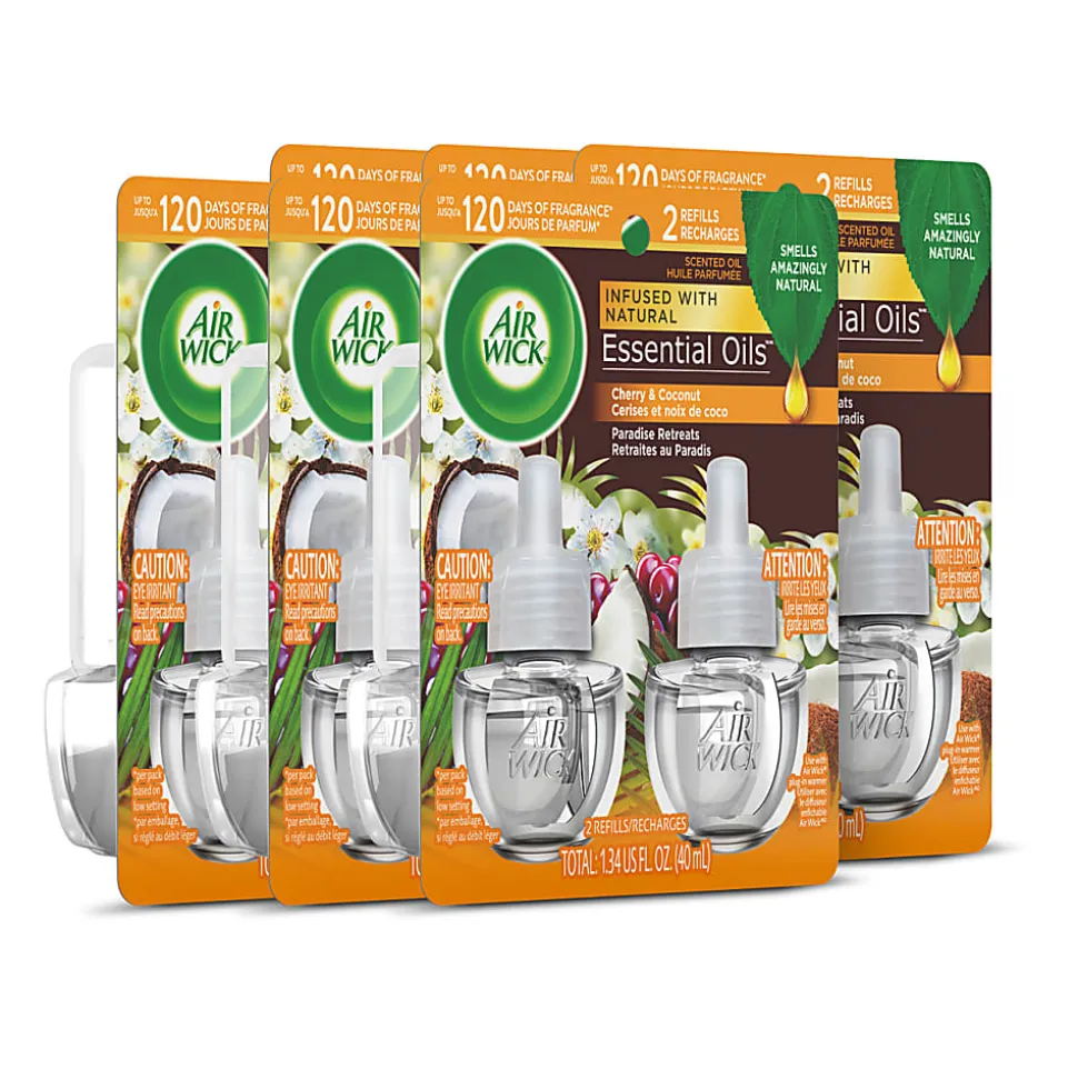 Air Wick Life Scents Scented Oil Warmer Refills, 0.67 Oz, Paradise Retreat, 2 Refills Per Pack, Carton Of 6 Packs