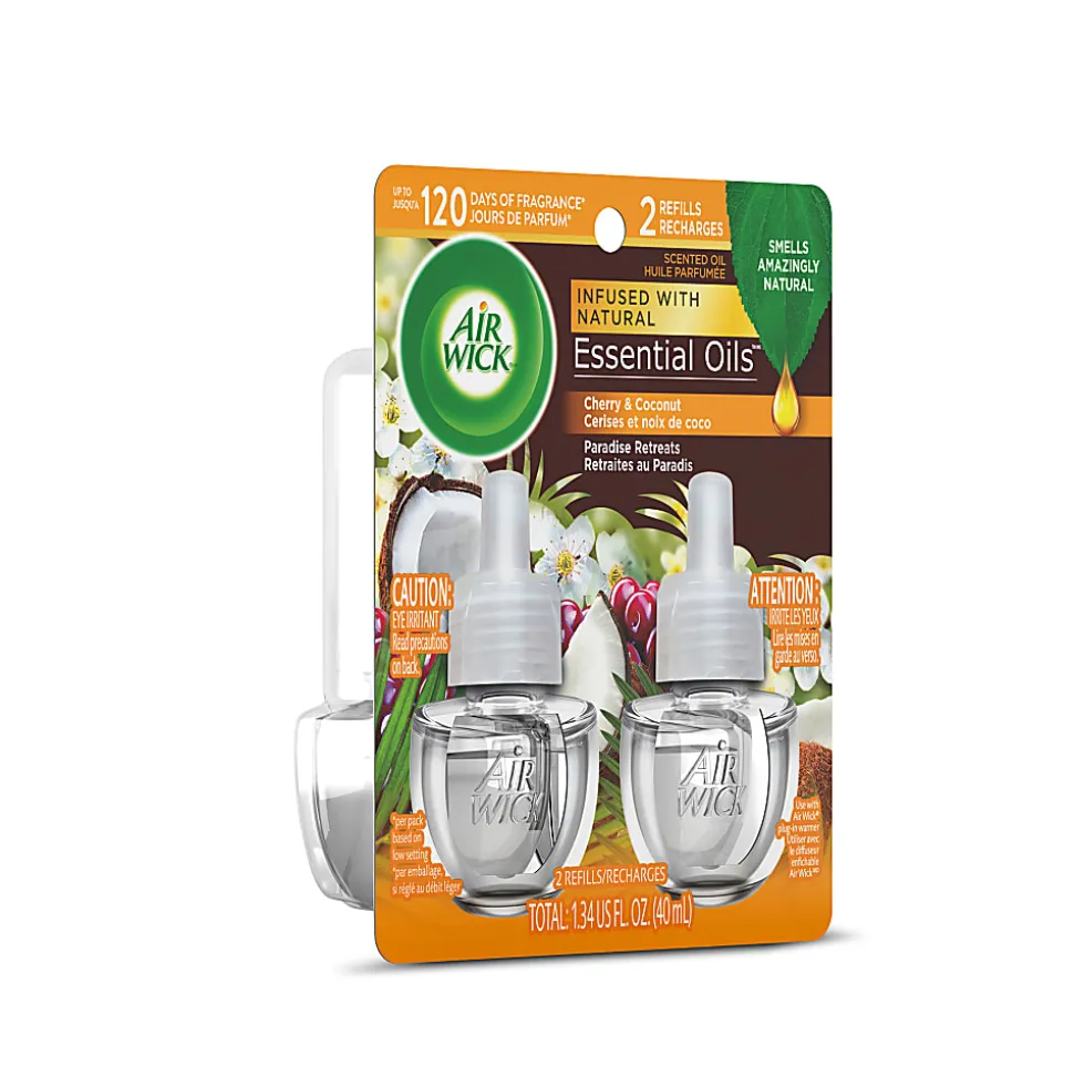 Air Wick Life Scents Scented Oil Warmer Refills, 0.67 Oz, Paradise Retreat, 2 Refills Per Pack, Carton Of 6 Packs