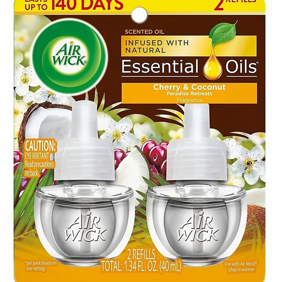 Air Wick Life Scents Scented Oil Warmer Refills, 0.67 Oz, Paradise Retreat, 2 Refills Per Pack, Carton Of 6 Packs
