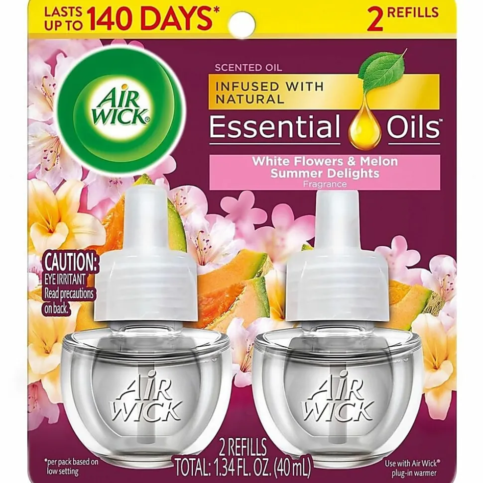 Air Wick Scented Oil Warmer Refills, 0.67 Oz, Summer Delights, 2 Refills Per Pack, Carton Of 6 Packs