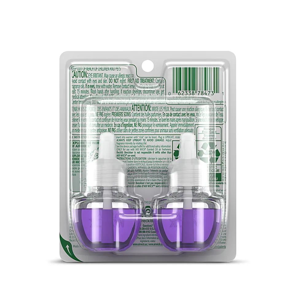 Air Wick Scented Oil Warmer Refills, 0.67 Oz, Lavender/Chamomile, 2 Refills Per Pack, Carton Of 6 Packs