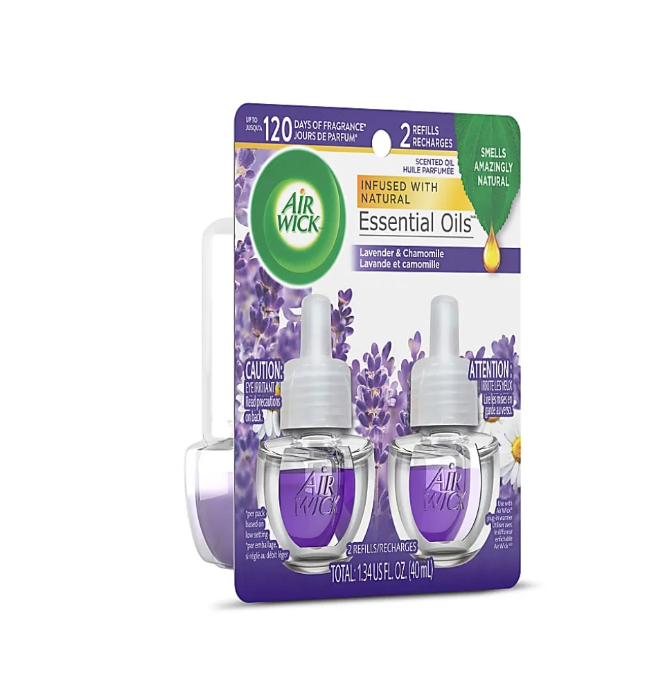 Air Wick Scented Oil Warmer Refills, 0.67 Oz, Lavender/Chamomile, 2 Refills Per Pack, Carton Of 6 Packs
